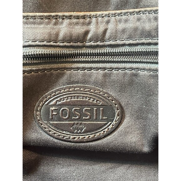 Fossil Messenger Bag Leather Satchel Crossbody Adjustable Strap brass accents - Picture 4 of 11